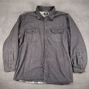 Route‎ 66 Vintage Flannel Lined Shirt Jacket Button Up Long Sleeve Gray XL